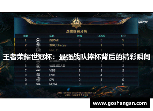 王者荣耀世冠杯：最强战队捧杯背后的精彩瞬间